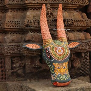 Hand-painted Pattachitra Cow Head Decor | Maavni