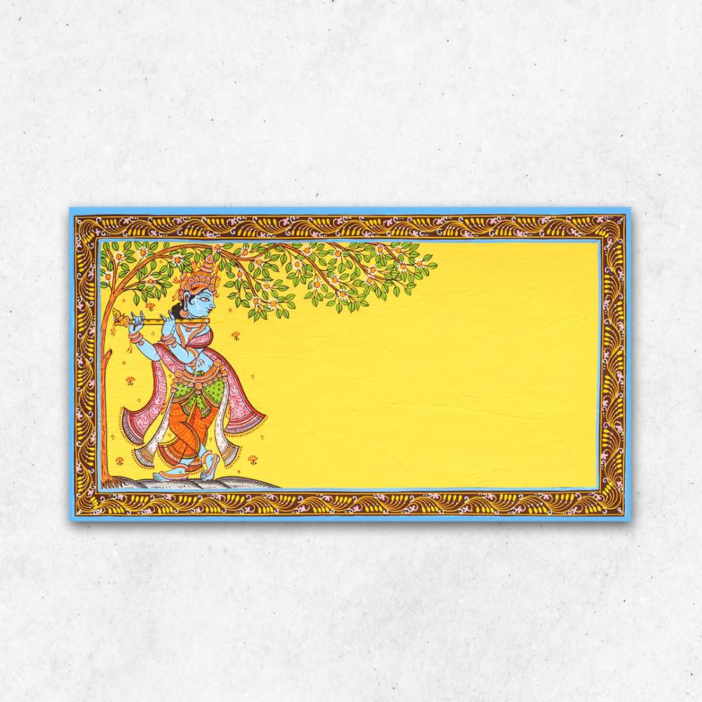 Hand-painted Pattachitra Krishna Name Plate | Maavni - Image 5