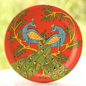 Hand-painted Pattachitra Peacock Wall Plate | Maavni