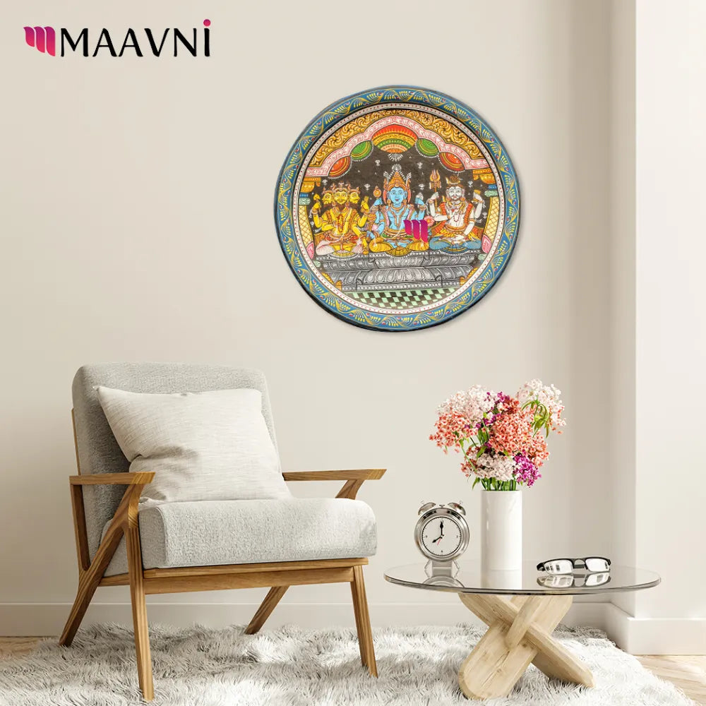 Hand-painted Pattachitra Tridev Wall Plate | Maavni - Image 3