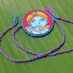 Hand-painted Pattachitra Krishna Bluerakhi Festive Decor | Maavni