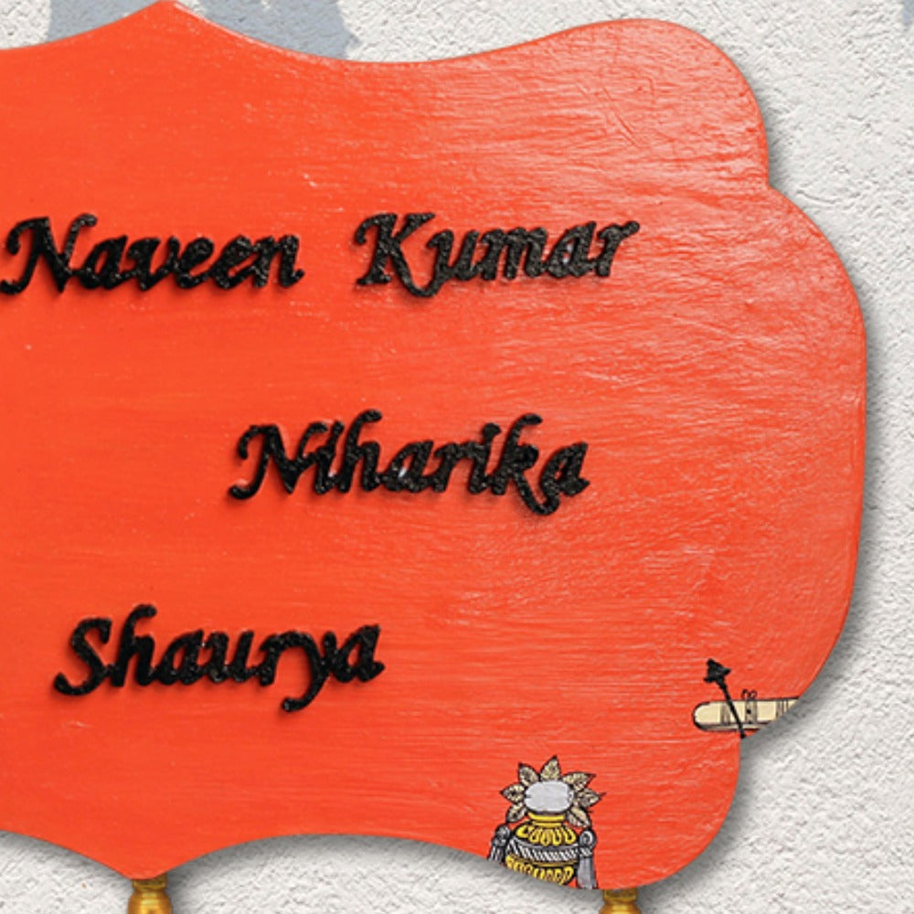 Hand-painted Pattachitra Ganesha Background With Customized Names - Image 3
