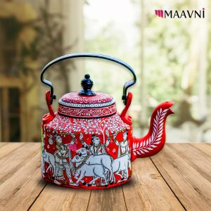 Hand-painted Pattachitra Krishna With Cow Theme Kettle | Maavni