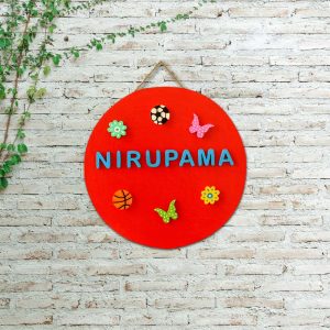 Hand-painted Pattachitra Round Kids Nameboard Decor | Maavni
