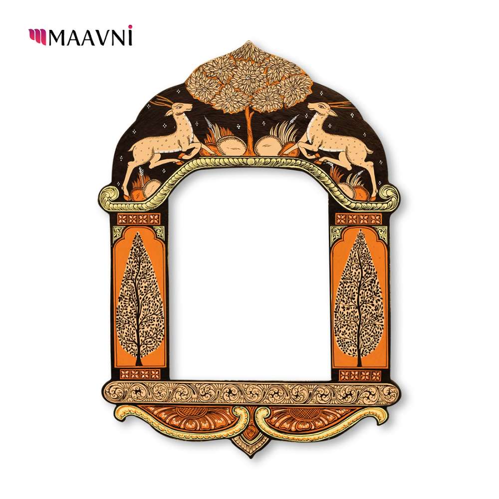 Hand-painted Pattachitra Deer And Tree Of Life Jharokha Decor | Maavni - Image 2
