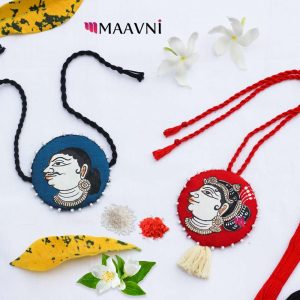 Hand-painted Pattachitra Bhai Bhabi Rakhi Set Festive Decor | Maavni