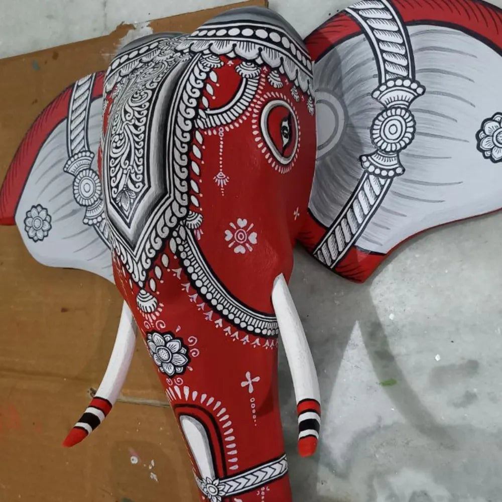 Hand-painted Pattachitra Elephant Head Decor | Maavni - Image 2