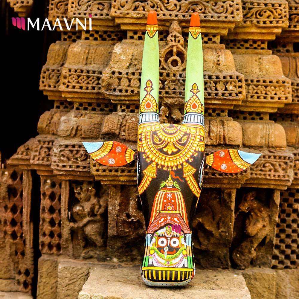 Hand-painted Pattachitra Jaganath Cowhead Decor | Maavni - Image 3