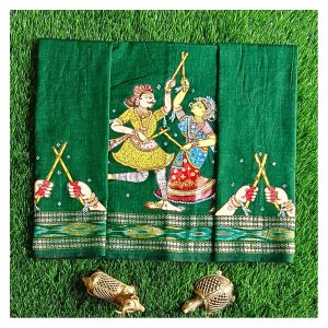 Hand-painted Pattachitra Blouse Piece – Dandiya Raas Theme with Sleeve Detailing