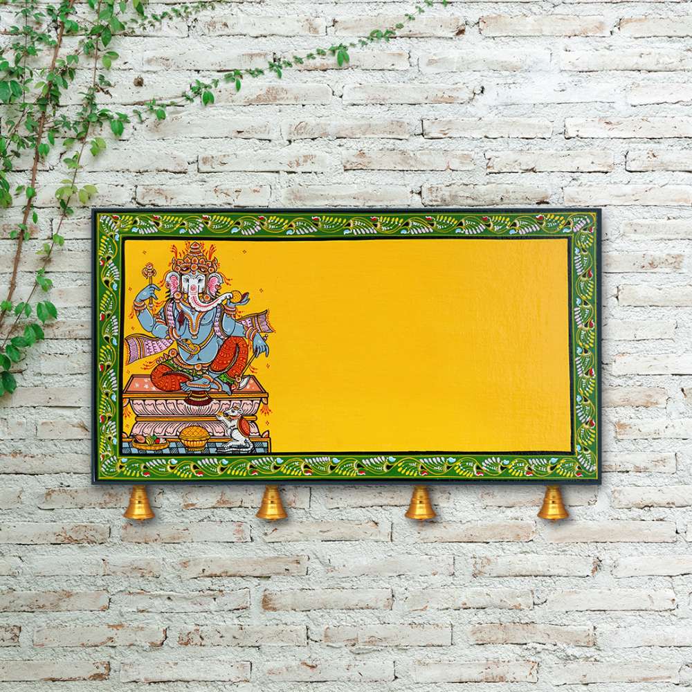 Hand-painted Pattachitra Ganesha With Border Name Plate | Maavni - Image 2