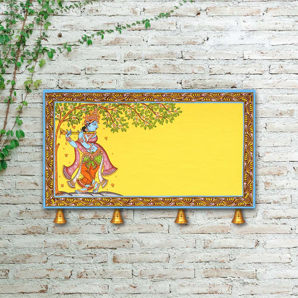 Hand-painted Pattachitra Krishna Name Plate | Maavni - Image 4